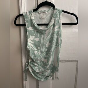 Caution the wind teal and White Swirl Tank Top